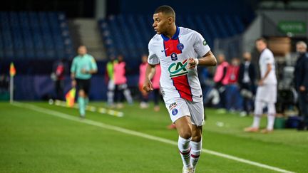 Kylian Mbappé, face à Montpellier, le 12 mai 2021. (PASCAL GUYOT / AFP)