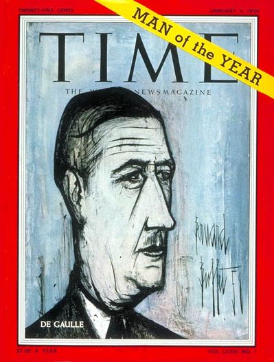 Le portrait du général de Gaulle par Bernard Buffet le magazine américain Time
 (Time-Life)