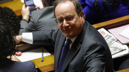 François Hollande à l'Assemblée nationale, le 16 décembre 2024. (GEOFFROY VAN DER HASSELT / AFP)