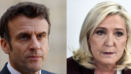 Les deux candidats qualifiés pour le second tour de l'élection présidentielle 2022, Emmanuel Macron et Marine Le Pen. (STEPHANE DE SAKUTIN / LUDOVIC MARIN / AFP)