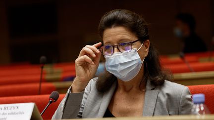 L'ancienne ministre de la Santé Agnès Buzyn lors de son audition par la commission d'enquête sur le coronavirus au Sénat le 23 septembre 2020. (DANIEL PIER / NURPHOTO)