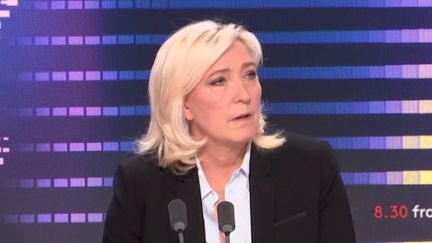 Marine Le Pen, présidente du Rassemblement national, était l'invitée de franceinfo le 7 juin 2022. (FRANCEINFO / RADIOFRANCE)