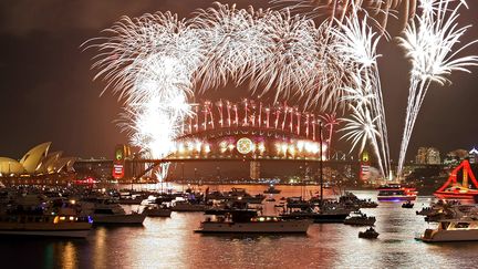 Le feu d'artifice de la nouvelle année 2008 à Sydney, en Australie. (TORSTEN BLACKWOOD / AFP)