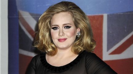 La chanteuse britannique Adele, &agrave; la c&eacute;r&eacute;monie des Brit Awards, &agrave; Londres (Royaume-Uni), le 21 f&eacute;vrier 2012. (JONATHAN SHORT / AP / SIPA)