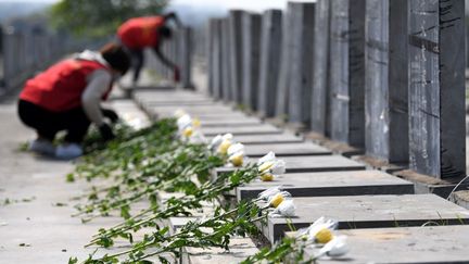 Un cimetière à Pékin (Chine), le 5 avril 2022. (LIU JUNXI / XINHUA / AFP)