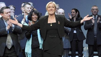 Marine Le Pen, lors du congrès du Front National à Tours, le 16 janvier 2011 (AFP PHOTO MIGUEL MEDINA)