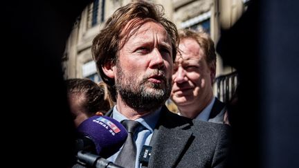 Le chef des députés socialistes à l'Assemblée nationale, Boris Vallaud, le 4 avril 2023 à Paris. (CARINE SCHMITT / HANS LUCAS / AFP)