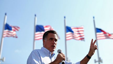 Le candidat r&eacute;publicain Mitt Romney, le 1er septembre 2012 &agrave; Jacksonville (Floride). (JUSTIN SULLIVAN / GETTY IMAGES NORTH AMERICA)