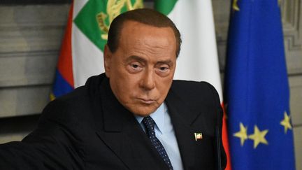 Silvio Berlusconi, le 22 août 2019, lors d'un point presse, à&nbsp;Rome. (BARIS SECKIN / ANADOLU AGENCY)