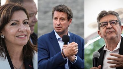 Anne Hidago, Yannick Jadot, Jean-Luc Mélenchon et Christiane Taubira sont parmi les dix personnalités arrivées en tête des parrainages de la "Primaire populaire", selon les résultats annoncés le 11 octobre 2021.&nbsp; (AFP)