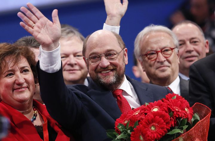 Martin Schulz lors d'un congr&egrave;s du Parti socialiste europ&eacute;en, le 1er mars 2014 &agrave; Rome (Italie).&nbsp; (REMO CASILLI / REUTERS)