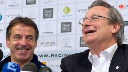 Jacky Lorenzetti, le président du racing-Métro, et Pierre Berbizier, le manageur, tout sourire