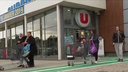 Le Super U de Trèbes (Aude) le jour de sa réouverture mercredi 16 janvier 2019 (Capture d'écran France 3)