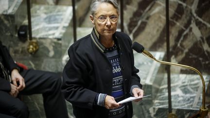 Elisabeth Borne speaks at the National Assembly on December 12, 2023 in Paris.  (THOMAS PADILLA / MAXPPP)