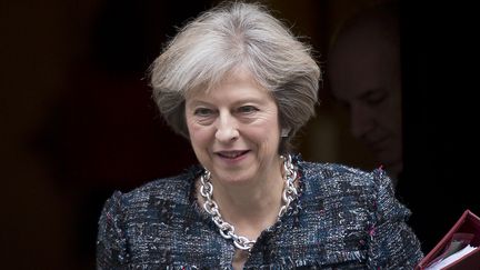 Theresa May, Premier ministre britannique devant le 10 Downing Street à Londres le 19 octobre 2016. (JUSTIN TALLIS / AFP)