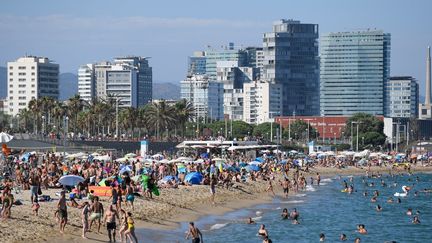 Une plage à Barcelone, en Espagne, le 19 juillet 2020. (JOSEP LAGO / AFP)