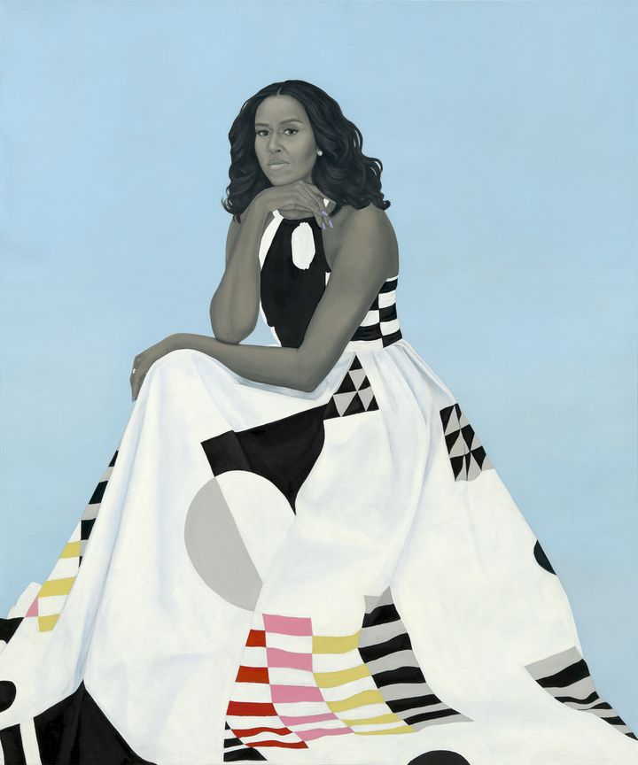 Le portrait de Michelle Obama pour la National Portrait Gallery, réalisé par&nbsp;Amy Sherald. (NPG / NOTIMEX / AFP)