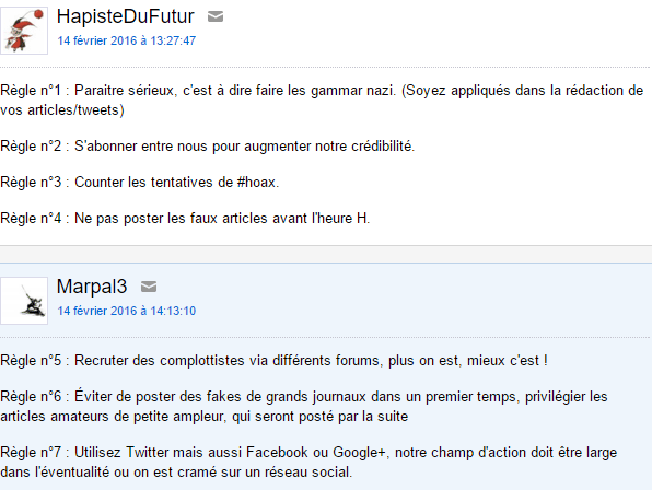 &nbsp; (Les règles pour propager une rumeur sur les réseaux sociaux © Capture d'écran forumjv.com)
