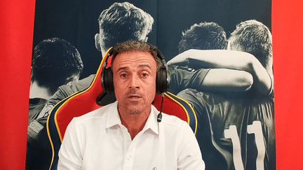 Le sélectionneur de l'équipe d'Espagne, Luis Enrique, s'exprime en direct sur la plateforme en ligne Twitch, le 3 décembre 2022, depuis la Coupe du monde au Qatar. (LUISENRIQUE21 / TWITCH)