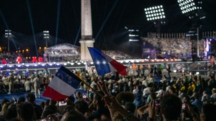 La cérémonie d'ouverture des Jeux paralympiques depuis la place de la Concorde, à Paris, le 28 août 2024. (ECHELARD DIDIER / KMSP / AFP)