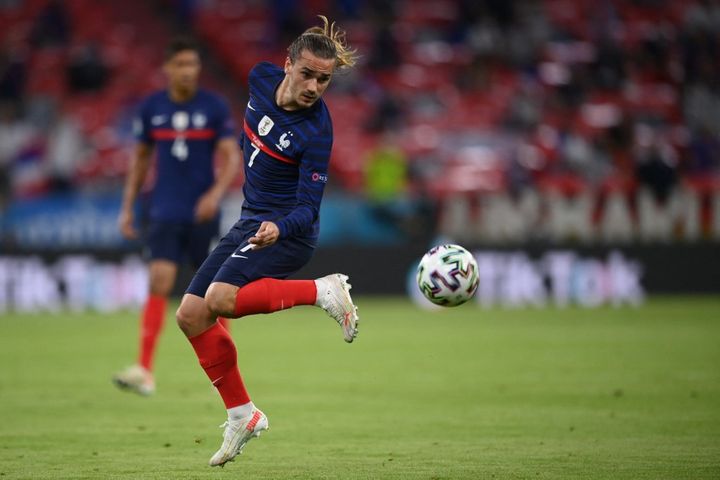 Antoine Griezmann face à l'Allemagne, le 15 juin 2021, à&nbsp;l’Allianz Arena (Munich). (MATTHIAS HANGST / AFP)