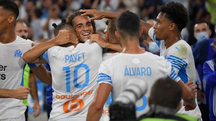 Mattéo Guendouzi a inscrit samedi face à Saint-Etienne son premier but sous le maillot de l'Olympique de Marseille.&nbsp; (NICOLAS TUCAT / AFP)