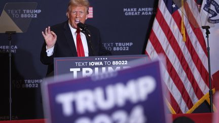 Former President Donald Trump during a campaign rally on December 13, 2023 in Coralville, Iowa.  (SCOTT OLSON / GETTY IMAGES NORTH AMERICA / VIA AFP)