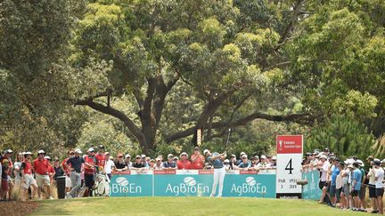 Le golfeur américain Cameron Tringale, lors de la quatrième journée du tournoi de golf de l'Australie Open, en 2019.
 (PETER PARKS / AFP)