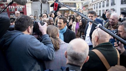 Jean-Baptiste Andrea à son arrivée chez Drouant. (MAGALI COHEN / HANS LUCAS / AFP)