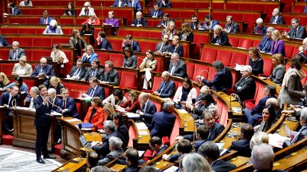 Le 14 novembre 2023, à l'Assemblée nationale, des députés français ont vu des images des massacres commis par le Hamas (photo d'illustration). (LUDOVIC MARIN / AFP)