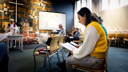 L'office dure depuis le 25 octobre dans l'église de Bethel à La Haye aux Pays-Bas.&nbsp; (KOEN VAN WEEL / ANP)