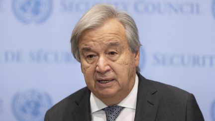 Le secrétaire général de l'ONU Antonio Guterres au siège des Nations unies à New-York, le 25 octobre 2023. (JUSTIN LANE / EPA)