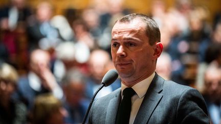 Le ministre du Travail, Olivier Dussopt, lors des questions au gouvernement au Sénat, le 25 janvier 2023. (XOSE BOUZAS / HANS LUCAS / AFP)