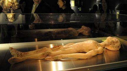 Reproduction d'un alien tel qu'ils sont imaginés depuis Roswell, lors d'une exposition à Tokyo, en juin 2008. (AFP PHOTO / TOSHIFUMI KITAMURA)