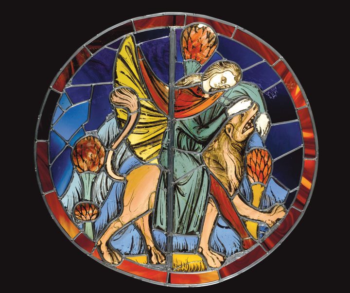 Samson and the lion, stained glass window from the Sainte-Chapelle in Paris, around 1250, Paris, Cluny museum - national museum of the Middle Ages (© RMN-Grand Palais / Franck Raux)