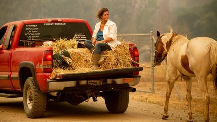 Les habitants du comté de Mendocino (Californie, Etats-Unis) ont dû évacuer leurs habitations samedi 4 août 2018. (NOAH BERGER / AFP)