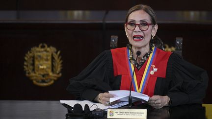 La présidente de la Cour suprême de justice du Venezuela, Caryslia Rodriguez, à Caracas, au Venezuela, le 22 août 2024. (FEDERICO PARRA / AFP)