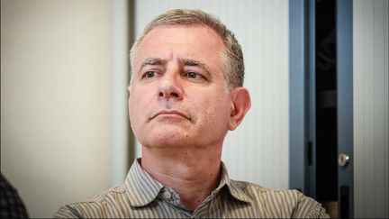 Christophe Prudhomme, médecin urgentiste et porte-parole de l’Association des médecins urgentistes de France (AMUF), lors d'une conférence de presse le 12 septembre 2019 à Paris. (LUC NOBOUT / MAXPPP)