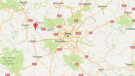 Un groupe d'individus est entré dans un domicile à Breuilpont (Eure), dans la nuit du dimanche 18 au lundi 19 juin 2017, déguisé en membres du GIGN. (GOOGLE MAPS / FRANCE INFO)