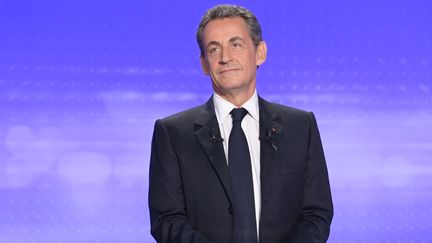 Nicolas Sarkozy, le 17 novembre à Paris, lors du troisième débat de la primaire. (CHRISTOPHE ARCHAMBAULT / AFP)