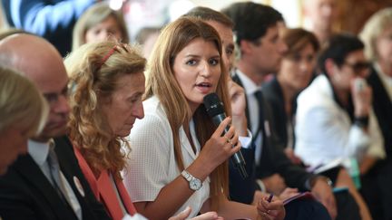 La secrétaire d'Etat chargée de l'Egalité entre les femmes et les hommes, Marlène Schiappa, lors du lancement du Grenelle des violences conjugales, le 3 septembre 2019, à Matignon. (ERIC FEFERBERG / AFP)