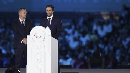 Andrew Parsons et Tony Estanguet lors de la cérémonie d'ouverture des Jeux paralympiques, le 28 août 2024. (AFP)