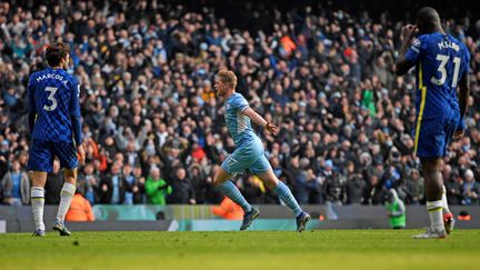 Kevin de Bruyne, unique buteur avec Manchester City face à Chelsea en Premier League, samedi 15 janvier 2022. (OLI SCARFF / AFP)