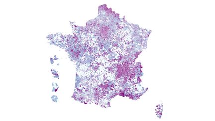 Carte du taux d'incidence par commune, le 22 octobre 2020. (FRANCEINFO)