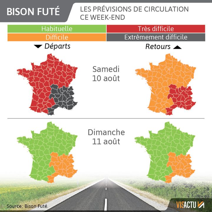 Bison Futé : du noir sur les routes samedi. (VISACTU / FRANCEINFO)