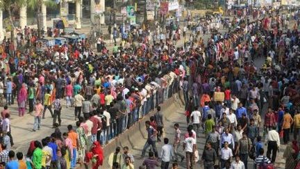 Manifestation à Gazipur, à 40 km au nord de Dacca, le 23 septembre, 2013. ( AFP PHOTO / STR)