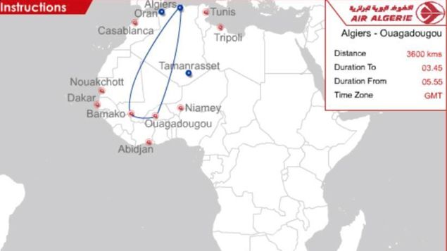 &nbsp; (Le plan de vol théorique, publié par Air Algérie)