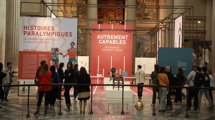 L'exposition "Histoires paralympiques. De l’intégration sportive à l’inclusion sociale (1948-2024)" se visite au Panthéon à Paris jusqu'au 29 septembre 2024. (MOHAMAD SALAHELDIN ABDELG ALSAYE / ANADOLU)