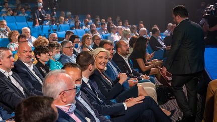 Marine Le Pen au congrés du RN, le 4 juillet 2021. (OLIVIER GOT / MAXPPP)