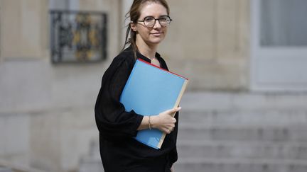 The Minister of Solidarity and Families, Aurore Bergé, on August 30, 2023 at the Elysée, in Paris.  (LUDOVIC MARIN / AFP)